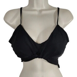 Black Bikini Swim Top Padded Women Size L Tie Summer Vacay Vacation Unbranded